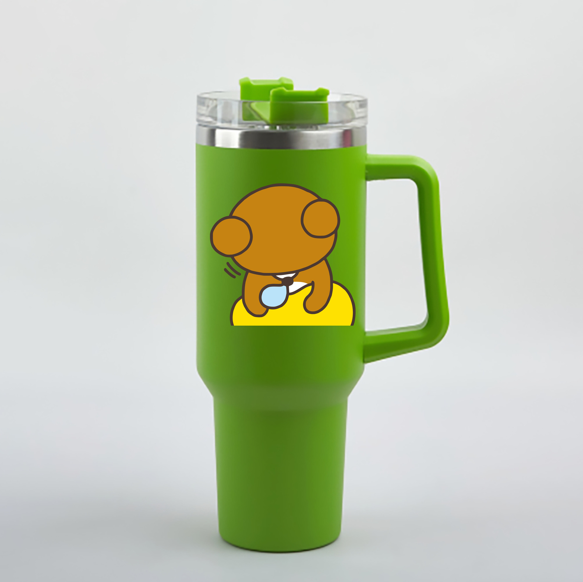 （画像用） リラックマ リラックマ キイロイトリ Rilakkuma Korilakkuma Kiiroitori 1200mL車用タンブラー - クリスタルステッカー（プラスチックストロー付き）